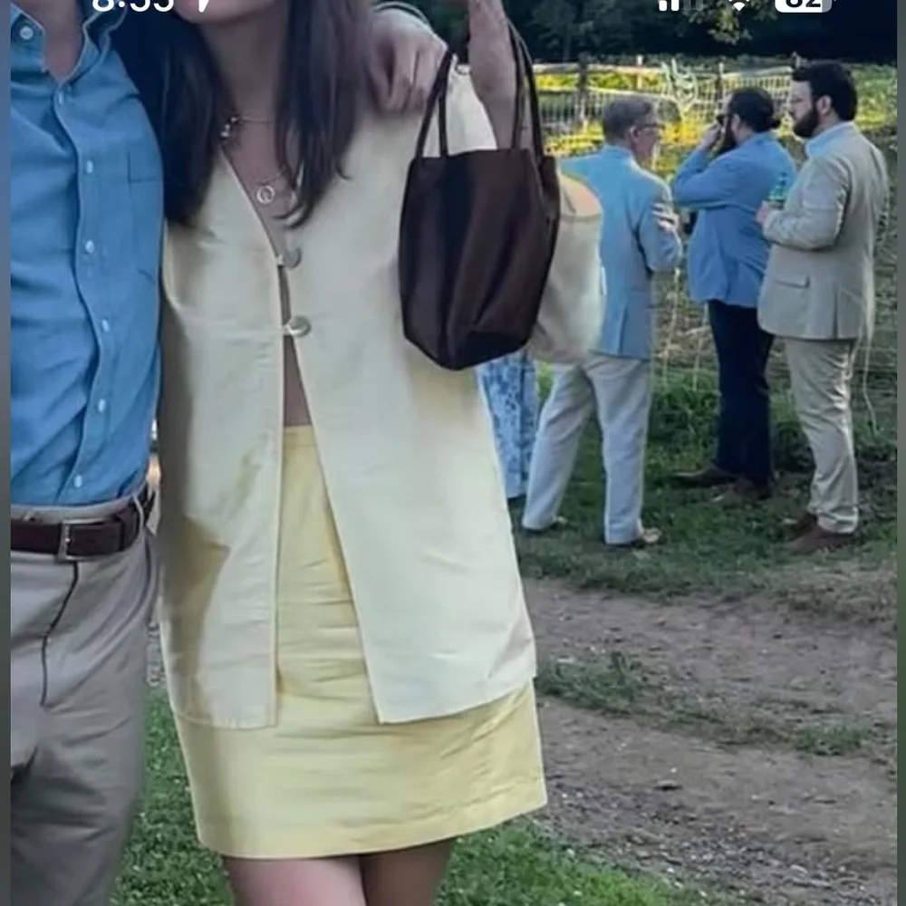 DONNI Yellow Silk Taffeta Blouse with Matching Vintage Silk Mini Skirt - Picture 4 of 5